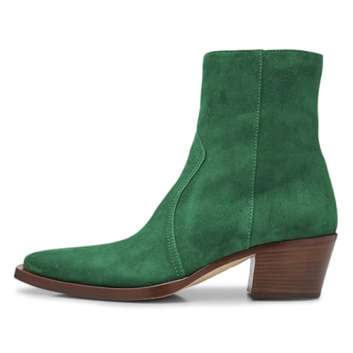 Tang'scuisins Women Comfy Ankle Boots Closed Pointed Toe Side Zipper Low Chunky Stacked Heels Daily Commuting Warm Party Dressy Shoes Size 4-16 US2