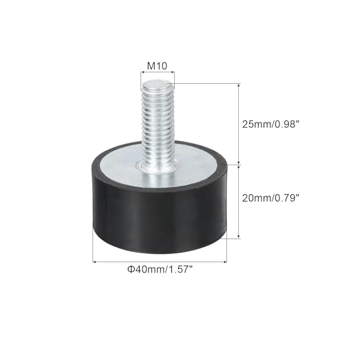 QUARKZMAN M10 Gewinde Gummibuchsen, Schwingungsisolatoren, Zylindrischer Stoßdämpfer mit Stiften 40 x 20mm 4 Stück