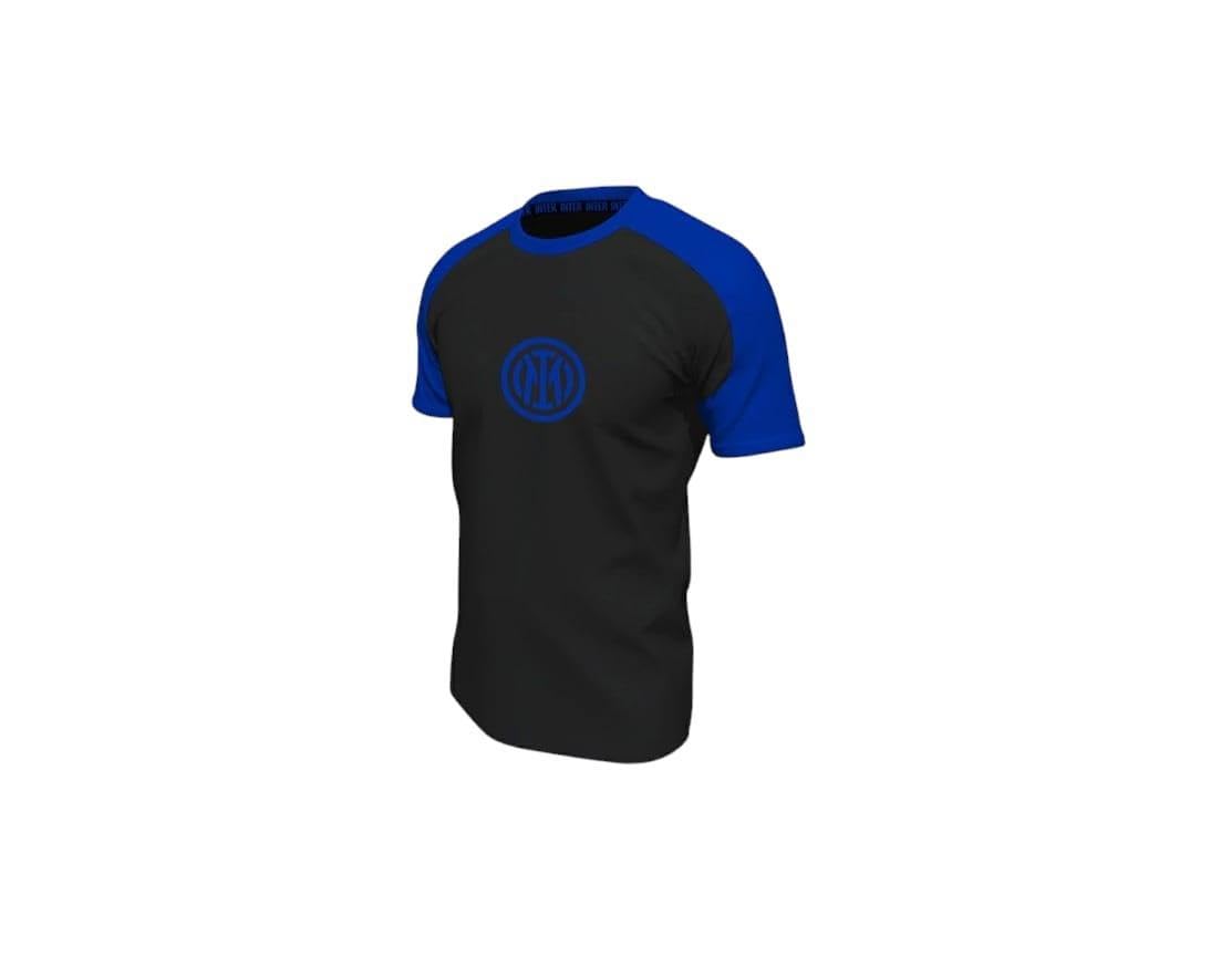 hermet Maglia Inter Uomo, T-Shirt Sportiva con Logo, Nero e Blu, 100% Cotone, Prodotto Ufficiale (C10I002)
