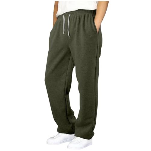 Boys Baggy Sweatpants Solid Color Straight Leg Casual Pants Elastic Waist Athletic Joggers Sweat Pants with Pockets