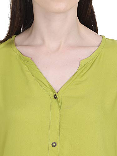 Image of Women's Rayon Solid Long-Length Kurti