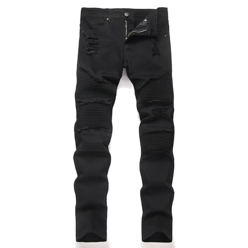 XIMXIMMTIAN Men Slim Fit Biker Jeans