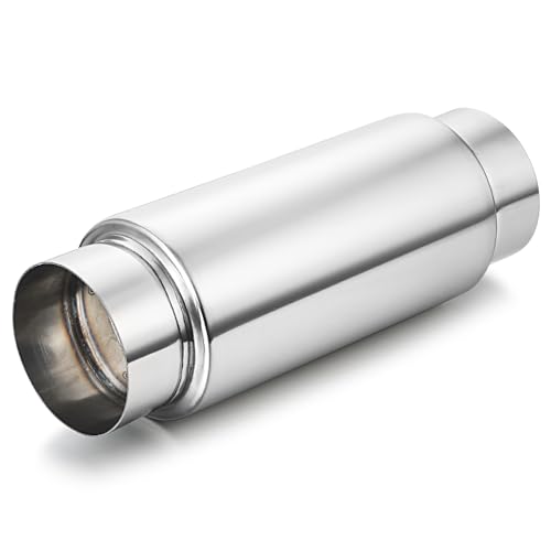 Image of LCGP 4 inch Inlet Universal Resonator,4 inch Outlet 13.77 inch Overall Length Stainless Steel High Performance Muffler, Polished, Pass-Thru Design