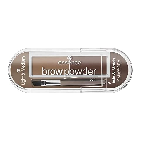 essence brow powder set, Augenbrauen, Nr. 01 light ; medium, mehrfarbig, 2 Braun-Töne, definierend, sofortiges Ergebnis, matt, vegan, Mikroplastik Partikel frei, Nanopartikel frei (2,3g) Cover