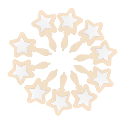 Didiseaon 10Pcs Handheld Wooden Mirrors for Unpainted DIY Craft Mirrors Natural Decor for Self Recognition and Creative Play Safe for Young