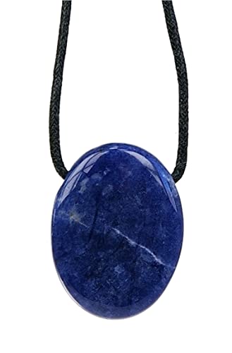 Collier Sodalite Pierre Ovale Percee Cordon Noir