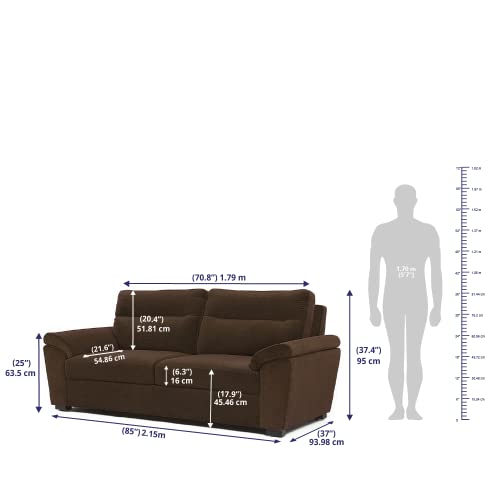 Image of Wakefit Sofa Set | 3 Year Warranty | Sofa 6 Seater, 6 Seater Sofa for Living Room, Wooden Sofa Set, Sofa Set 3+2+1 Seater - Lounger(Malphino : Dark Earth)
