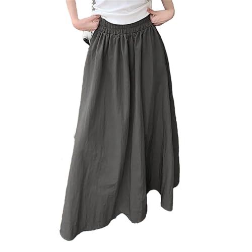 Women’S Casual Oversize Long Skirt with Pockets and Elastic Waist for Office Lady Wear