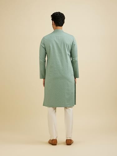 Image of Manyavar Men's Cotton Dotted Print Kurta Set (2pcs)