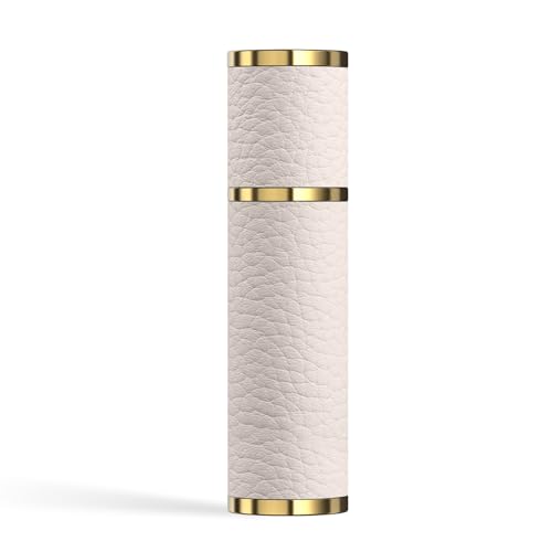 5ml Travel Perfume Atomizer Refillable, Mini Portable Genuine Leather Cologne Sprayer, Pocket Size Empty Fragrance Spray Bottle - Gift for Women Men (White)