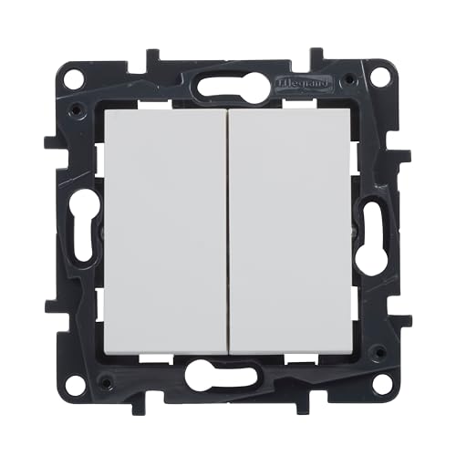 LEGRAND Interruptor o conmutador doble componible 10AX para instalación empotrada, Gama Niloé Step, Color Blanco, 398226