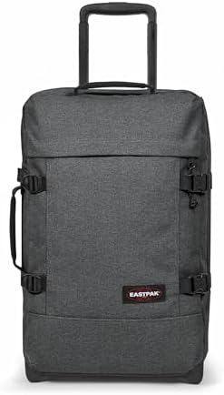 EASTPAK Tranverz S Cabin Luggage 42L (51 x 32.5 x 24 cm), Durable Rolling Suitcase, Lightweight Carry-On with Double Compartments, Telescopic Handle & TSA Lock - Black Denim