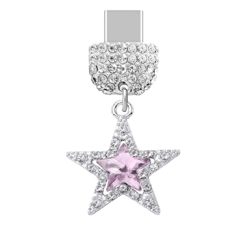 Colgante para teléfono con estrella de cristal y tapón protector Tipo C para el día a día