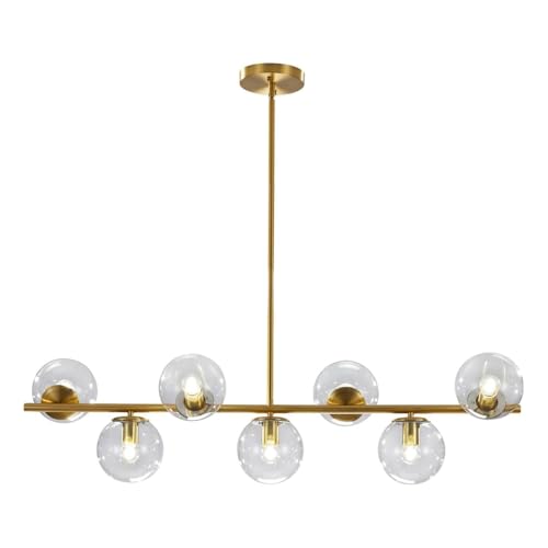 KCO Lighting 7-Light Clear Glass Globe Sputnik Chandelier Lighting Mid Century Modern Pendant...