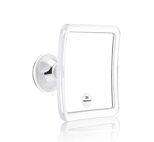 MyLadyMagic 5X Magnification Mirror with Suction Cup and Swivel 6.3X6.3Inch (Transparent 5X)