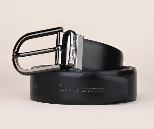 Image of LOUIS STITCH Men's Reversible Italian Leather belt for men 1.25 inch (35mm) Waist Strap Black Brown Belt (BEPLNJ)
