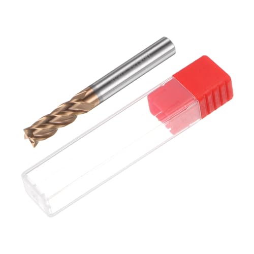 Image of HARFINGTON Micro Grain Carbide Square End Mill 1 /4 inch x 11 /16 inch (6mm x 18mm) Cut 1 /4 inch (6mm) Shank 2 inch (50mm) Length AlTiN Coated 4 Flutes Square Nose Cutter for Alloy Steel Hardened Steel