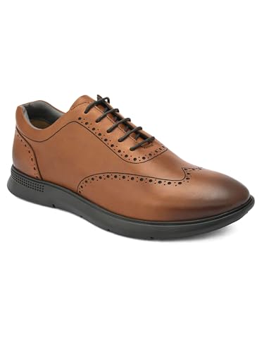 Image of San Frissco Mens Formal Shoes Textured Lace Up Brogues /Soft Cushioned Footbed with TPR Sole /Stylish, Comfortable, Trendy, Party, Outdoor Shoes for Office & College