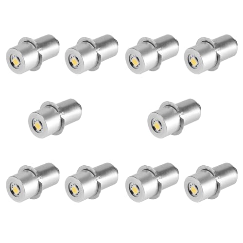 Sxmrmnx 10 bombillas LED P13.5S de 1 W, 100 – 110 lm, 2700 – 7000 K, lámpara de repuesto para linterna de emergencia (3 V)