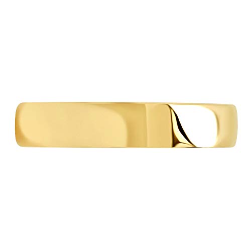 Clara Pucci 14K Yellow Gold men's and women's plain wedding bands 4mm comfort-fit light Double Accent, 7