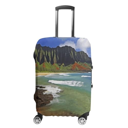 Carry on Luggage Cover Kauai Hawaii Seashore Suitcase Covers for Luggages Tsa Approved Travel Luggage Sleeve Protector Elastic Suitcase Protector Anti-Scratch Washable Fits 19-30 Inch Case -L
