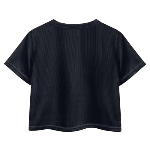 Image of Cute Crop Tops for Girls Short Sleeve Summer T Shirts Fashion Graphic Tees Crew Neck Pullover Tee 5-14 Years