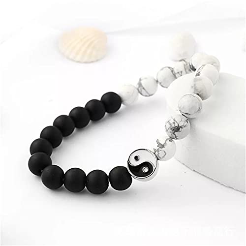 2-3Pcs Handmade Yin Yang Natural Stone Bead Bracelet Set for Women Men Best Friend Adjustable Braided Cord Strand Tai Chi Gossip Couple Matching Bracelet Friendship Jewelry Gift4