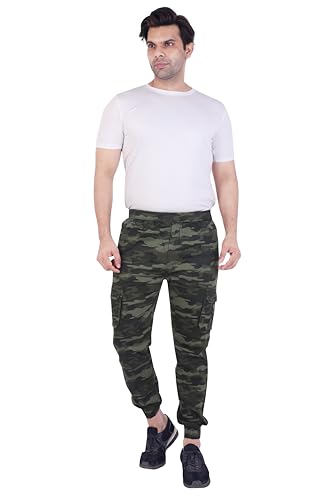 Image of Men's Cotton Regular Fit Camouflage Jogger | Elastic Waist Sports Trackpants | Activewear for Everyday Use
