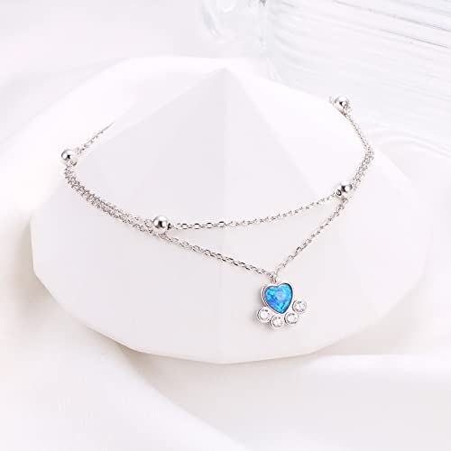 HOOHWE Anklet for Women 925 Sterling Silver Puppy Dog Paw Print Anklet Bracelet for Women Girls Adjustable Layered Ankle Jewelry Gift - Image 5