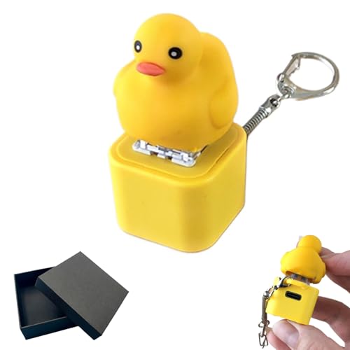 Duck Quacking Fidget Toy - Rechargeable Quacking Duck Keychain Quacking Duck Stress Reliever with Colorful Lights Fun & Portable Anxiety Relief Toy (Quacking Duck)