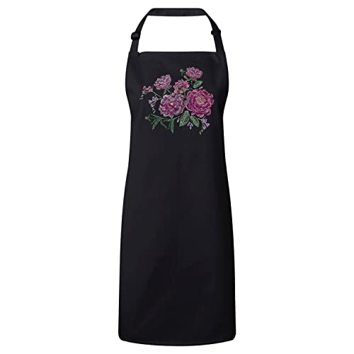 Tablier cuisine roses violettes fait main, élégance et art pour passionnés