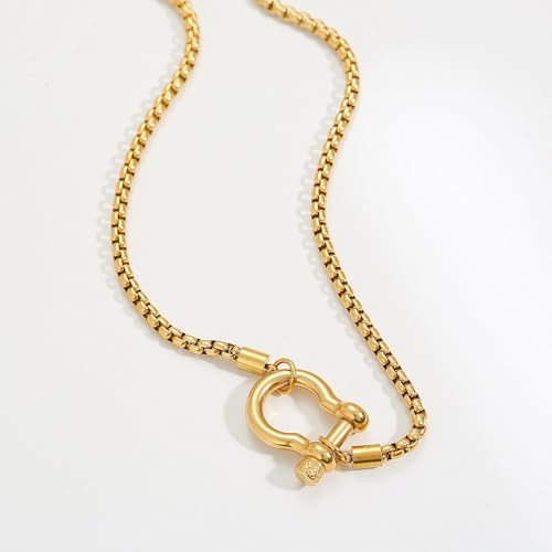 Collar con mosquetón de acero titanio y chapado en oro premium 5