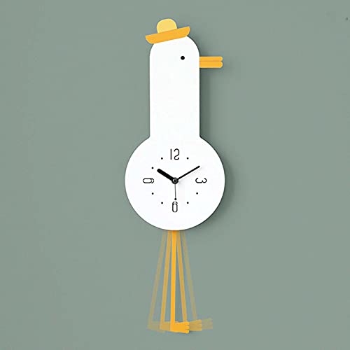 KFETCN Reloj de Pared Creativo con diseño de Pollo y Patito Que oscila, de Dibujos Animados, para Sala de Estar, Sencillo, silencioso, para Dormitorio, Bonito Reloj de Pared con péndulo, Regalo pa