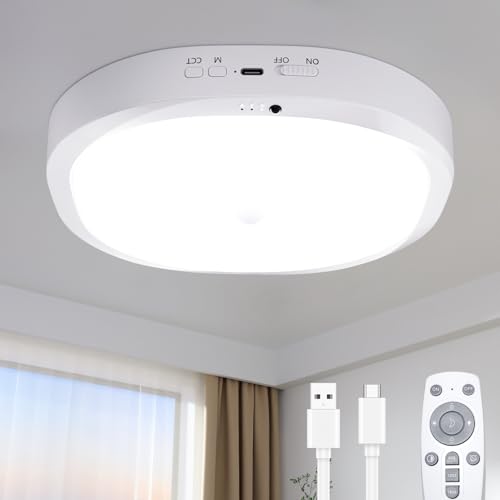 RIRIBEN Rechargeable Motion Sensor Ceiling Light with Remote