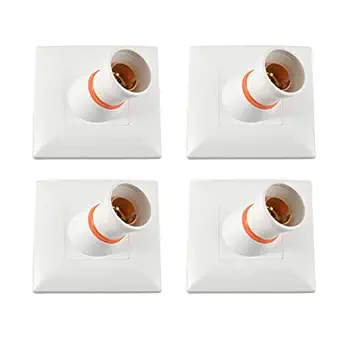 Duravolt Modular Plate Angle Bulb Holder for Wall, B22 Batten Lamp Holder for Led/Electric Bulb for Home White with Screws (Pack of 4)