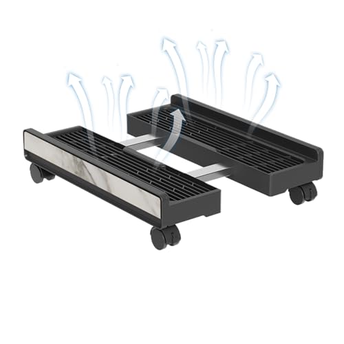 Genérico Soporte Para Torre De Ordenador - Estante Ajustable Portátil con Ruedas Frenadas,Carrito para CPU - Uso En Hogar Oficina Impresora Sala De Juegos Y Almacenamiento En Suelo