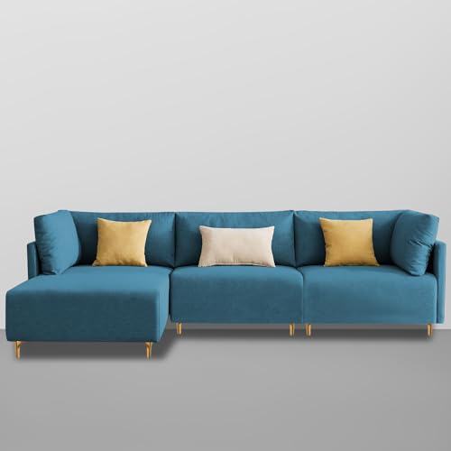 Image of Carina LHS 4 Seater L Shape Sofa Set for Living Room (Turquise Fabric) Premium Fabric Sofa