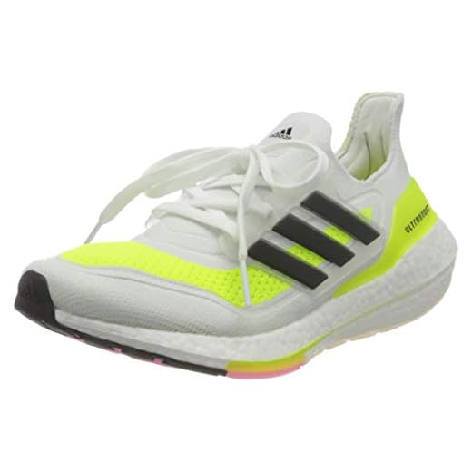adidas Ultraboost 21, Sneaker Hombre, Footwear White/Core Black/Solar Yellow, 43 1/3 EU