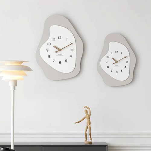 Horloge murale double face en bois massif gris petit modèle pour salon