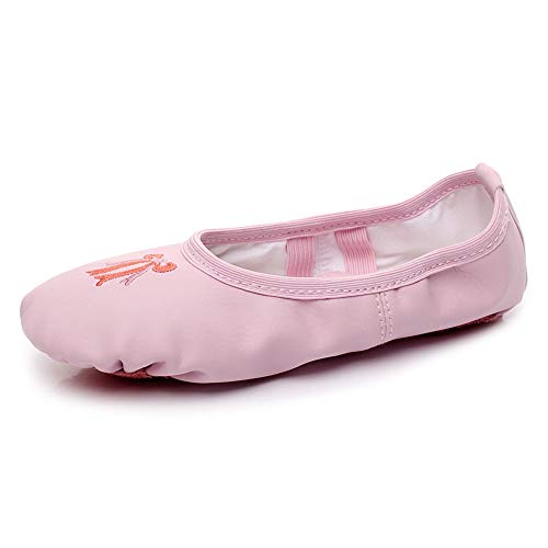 TINRYMX Girls Bow-Knot Ballet Slippers Ballet Practice Shoes Toddlers/Kids, Pink, 9.5M Toddler