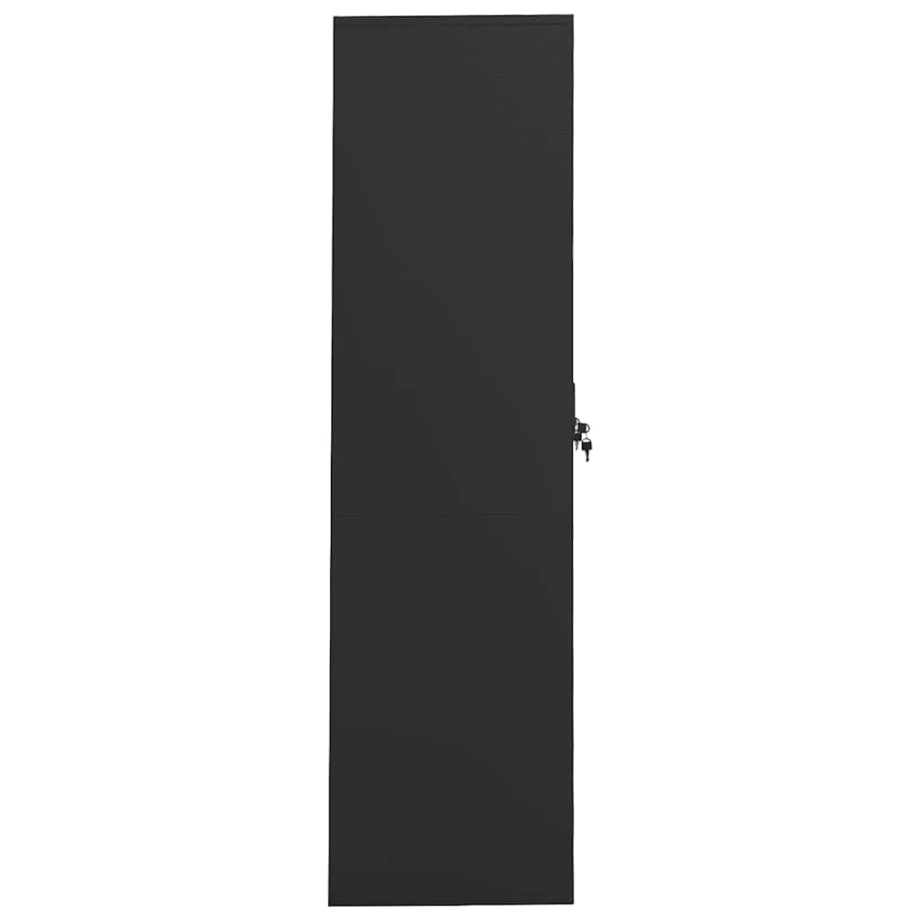 Armario antracita 80 x 50 x 180 cm de acero con 2 estantes, 2 cerraduras y 4 perchas para dormitorio, pasillo, vestidor, armario de lavandería duradero con gran capacidad de almacenamiento