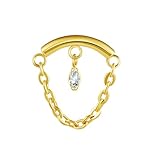 BelezaDosas G23 Titanium Labret Studs Threadless Push-in Labret Press Fit 16G Cluster Helix Lobe Conch Tragus Push Back Piercing Jewelry (chain gold eye)