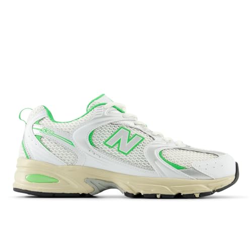 New Balance Men's 530 Shoes, White/Palm Leaf, Size 6.5