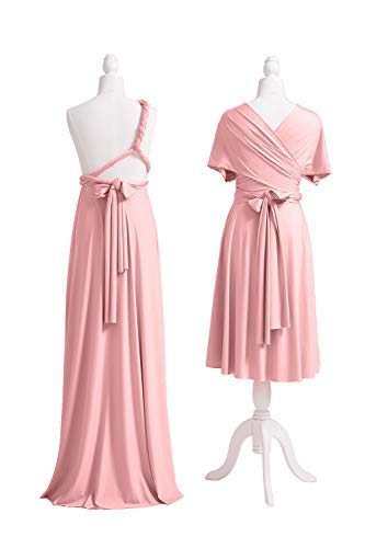 72styles Women's Dusty Rose Ifinity Bridesmaids Dresses, Elegant Maxi Long Wedding Guest Elastic Evening Gown Formal Prom Multi-Way Wrap