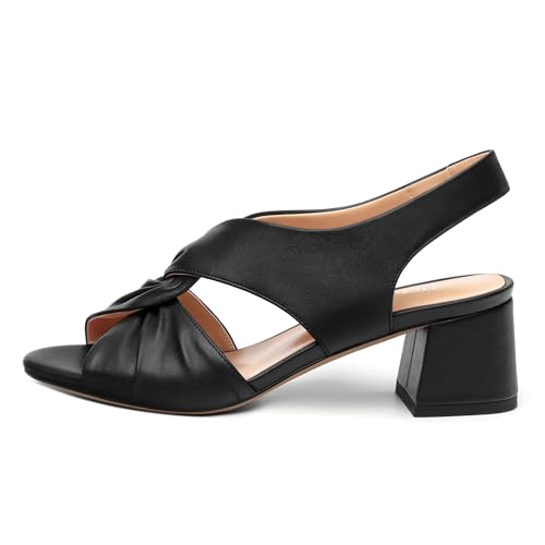 Womens Chunky Block Heels Sandals,Round Open Toe High Heeled Sandals,matte Slip On Ankle Strap Mid Sandals,leisure Dress Party Wedding Shoes 2 In2