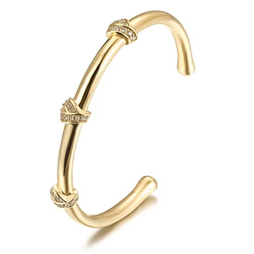 Ciunofor 18K Gold Filled Bracelet Bangle With Cubic Zirconia Stones Stainless Steel Hinged Jewelry With Crystal Oval Bracelet Love Friendship Bracelet Bangle Birthday Present For Her Women Teen Girls #TOP21