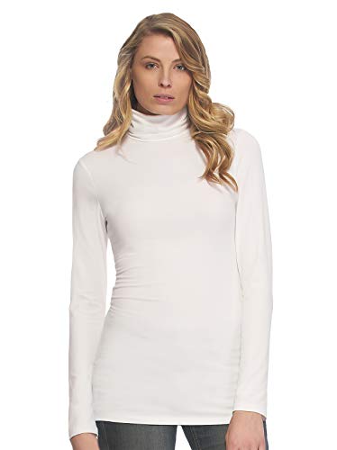 Image of Felina Women's Long Sleeve Cotton Modal Turtleneck Top, Breathable Lightweight Layering Essential, Fitted Turtleneck Sweater