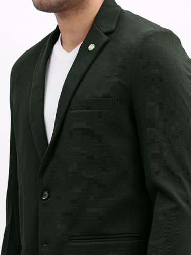 Image of SHOWOFFFF Men Solid Single Breasted Casual Blazer | Notched Lapel Full Sleeves Cotton Blazer for Mens | Slim Fit Regular Length Blazer for Men's