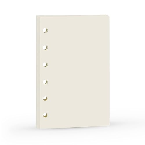 Harphia Inserciones de planificador A7, recambios de archivador para bloc en espiral de 6 anillas, minipapel en blanco, 6 agujeros, para planificador portátil, 45 hojas/90 páginas, 12,5 x 8,2 cm