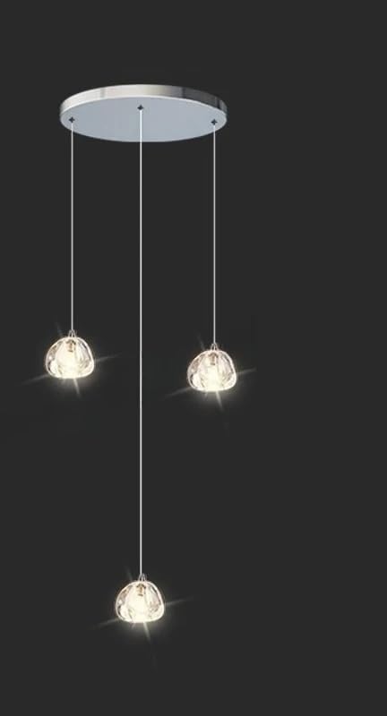 Nordic Design Schody Kryształowy żyrandol Wiszący, Duplex żyrandol Loft, luksusowe oświetlenie LED (3 głowice, ciepłe światło)